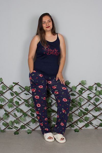 Truva XXL Plus Size Adjustable Strap Floral Pattern Lycra Soft Pajama Set
