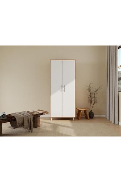 Masif Market Aspendos 2 Kapaklı Gardırop / M.KirazBeyaz Renk