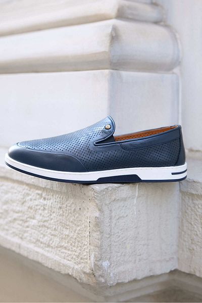 Vantaggio Pantofi pentru bărbați, albastru bleumarin, 100% din piele naturală