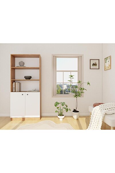 Masif Market Sardes Kitaplık Marbella Kiraz / Beyaz