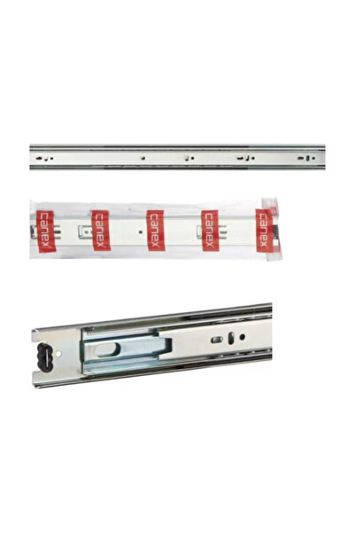 CANEX En 43 mm Frenli Teleskopik Bilyalı Çekmece Rayı Kaplamalı - 45 cm (5 Takım)