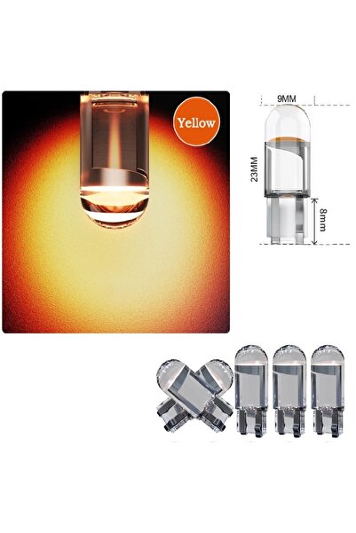 ( 5 X ADET ) 1 SET LED T10 DİPSİZ AMPUL 12V DIAMOND PINE YELLOW (5W DİPSİZ AMPUL ELMAS CAM SARI)