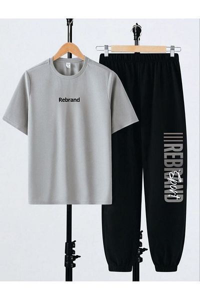 REBRAND Oversize T-Shirt Long Pants Set Sports - Printed