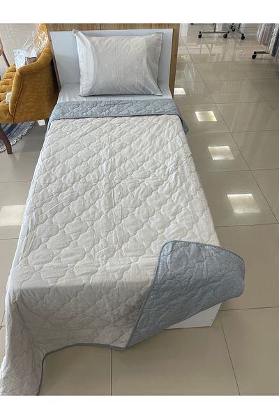 Sudemhome Grey-Beige Single Quilted Bed Cover Satin to Buy