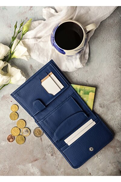 Home Hakiki Deri Kadın Cüzdan Kompakt Boy Bozuk Para Gözlü Çok Bölmeli Fermuarlı Tozluğu Ile Birlikte