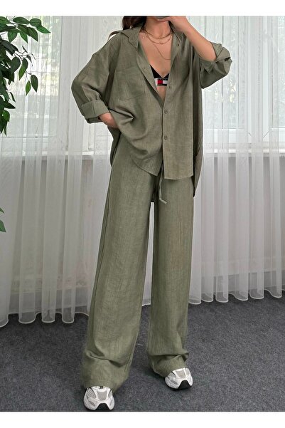 Mars Lesia Dokuma Çilek Kumaş Eskitme Detaylı Gömlek Takım