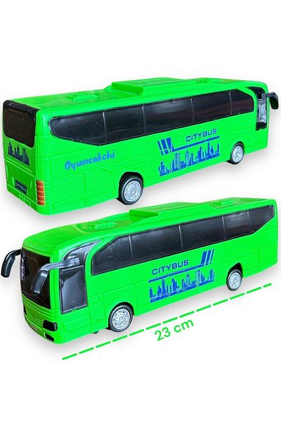 FEN TOYS Bus Toy City Bus Friction Green Color 23 cm