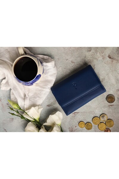 Home Hakiki Deri Kadın Cüzdan Kompakt Boy Bozuk Para Gözlü Çok Bölmeli Fermuarlı Tozluğu Ile Birlikte