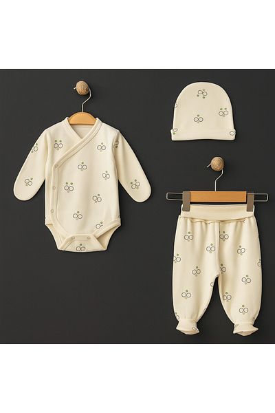 ciccimbaby Baby Suit 100% Cotton Double Breasted 3 Piece Set 1-3 Months