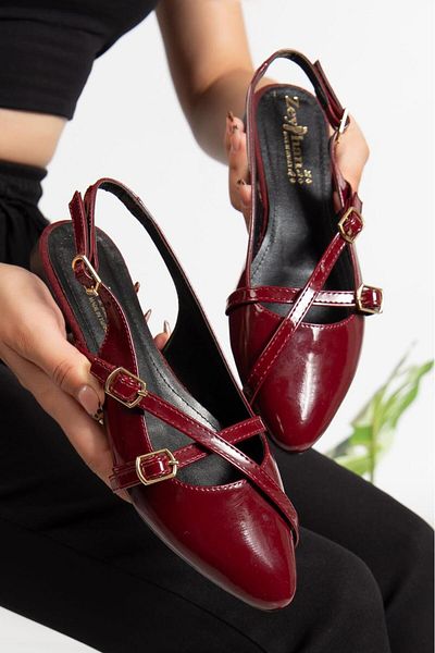 Bilalim Shoes Buckle Detailed Open Back Women's Ballerinas Daily Use Stylish and Comfortable Ballerinas-051