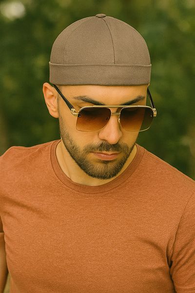 ZERAMİNE Khaki Docker Hat 100% Cotton Adjustable Velcro