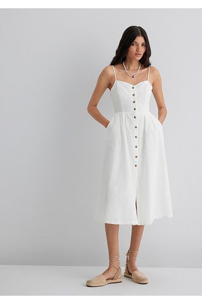 Mavi Lux Touch White Midi Φόρεμα 1310600-620