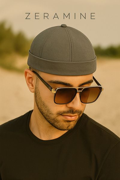 ZERAMİNE Khaki Docker Hat 100% Cotton Adjustable Velcro