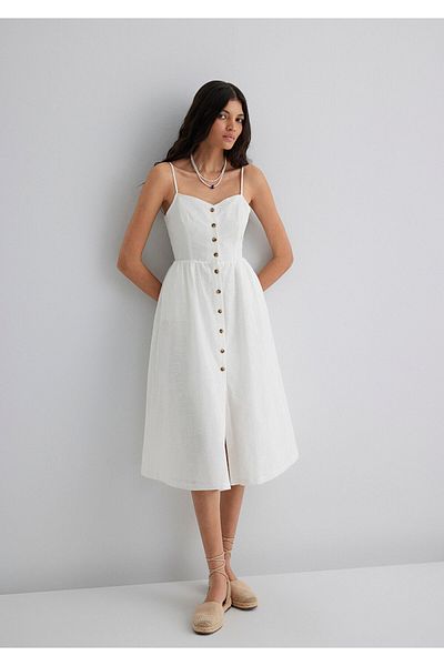 Mavi Lux Touch White Midi Φόρεμα 1310600-620