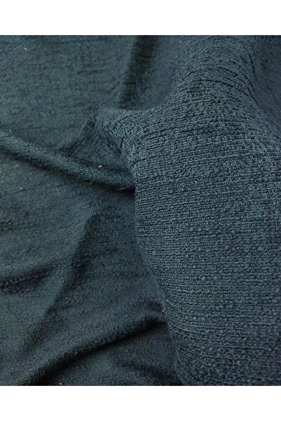 Kumaş Parça نسيج شانيل منسوج بلون أنثراسيت وأزرق داكن - ناعم منسوج، عرض 140 سم