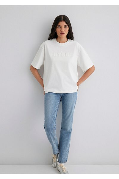 Mavi Εκρού T-Shirt Loose Fit / Loose Relaxed Fit 1613281-70057