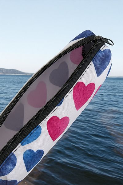 TAYEM Heart Patterned Pen Holder Wallet, Checkered Pencil Case, Pen Holder Makeup Bag and Multi-Purpose Organizer