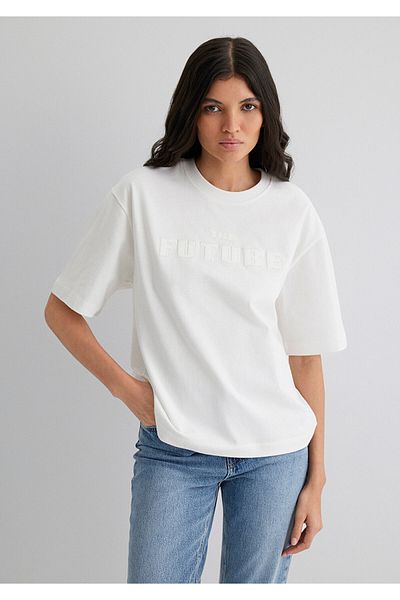 Mavi Εκρού T-Shirt Loose Fit / Loose Relaxed Fit 1613281-70057
