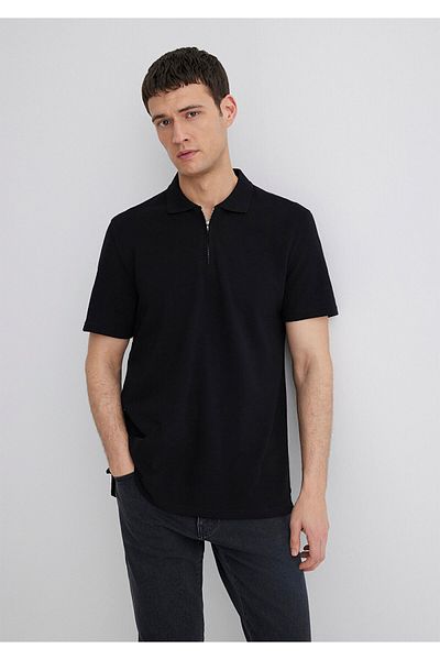 Mavi Semi-Zippered Black Polo T-Shirt Regular Fit 0612525 -900