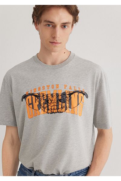 Mavi Gremlins Printed Gray T-Shirt Loose Fit / Loose Relaxed Cut 0612301 -80196