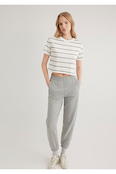 Mavi Green Striped Crop T-Shirt Crop / Short Cut 1612260 -89333