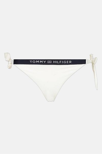 Tommy Hilfiger Women Plain Tie Pull On Bikini Bottom, White