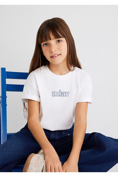 Mavi Bílé oversize tričko Miav s potiskem Volný střih / Volný uvolněný střih7610158-620
