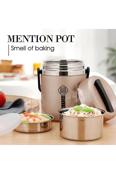 Generic 1.6l Stainless Steel 304 Vacuum Three-layer Lunch Box Insulation Food Container Insulation Barrel