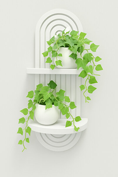 LUBAN Beyaz Dekoraktif Duvar Rafı 54x14cm