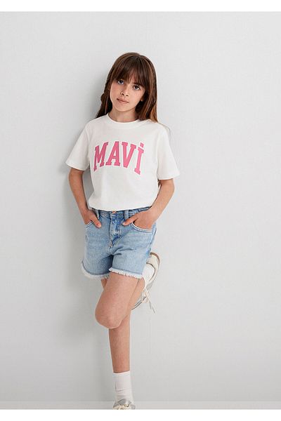 Mavi Bílé tričko s logem Regular Fit / normální střih 7610109-70057