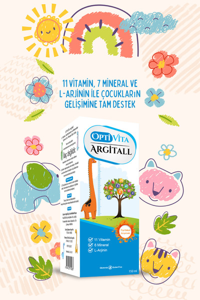 Optivita Argitall Çocuklar İçin L-Arjinin, Multivitamin ve Mineral İçeren Takviye Edici Gıda 150 ml Şurup