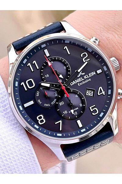 Daniel Klein Steel Cord & Leather Cord Internal Functions Active 3 Atm Men's Wrist Watch Bc13572.S4