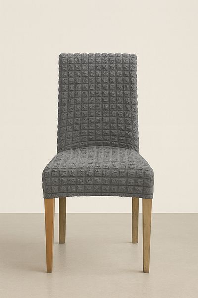 Özlü Home Κάλυμμα καρέκλας Calico Twisted, Ελαστικό εύκαμπτο κάλυμμα καρέκλας 1 τεμάχιο σκούρο γκρι