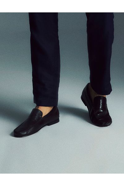 İLVİ Colne Genuine Leather Black Men's Loafer Shoes