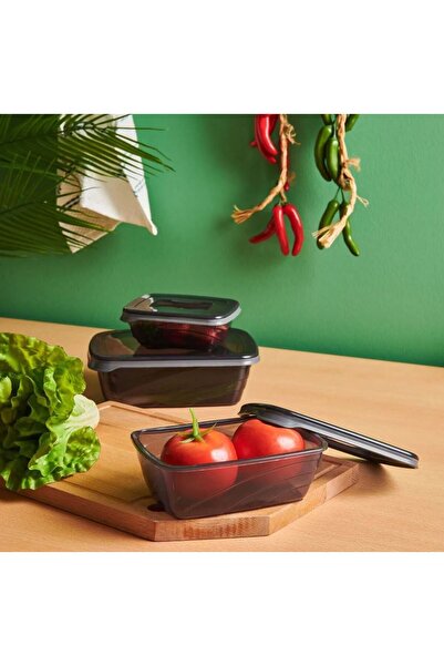 Qlüx مجموعة حاويات تخزين Qlux Bio مكونة من 3 قطع أنثراسيت