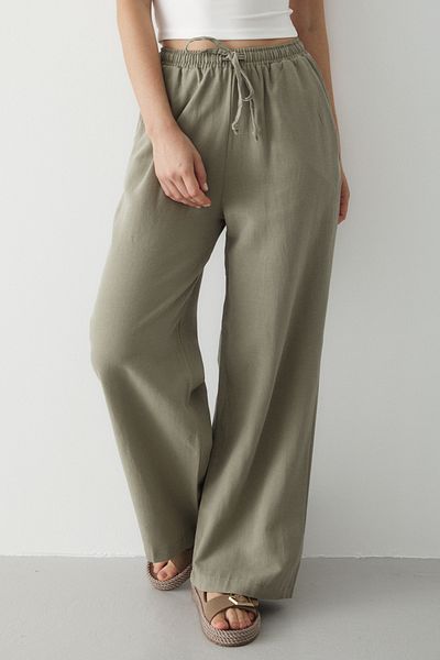 Laluvia Çağla Hose aus Baumwollleinen mit elastischem Bund – 3490