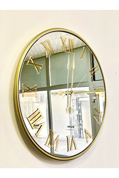 Mgs Duvar Saati Glorya Gold Saat 50 Cm Aynalı Saat Duvar Saati Gold Roma Raka...