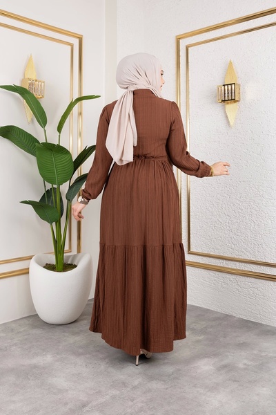 Nevayla Moda Γυναικείο φόρεμα Lara Fabric Half Button - Καφέ / E0121