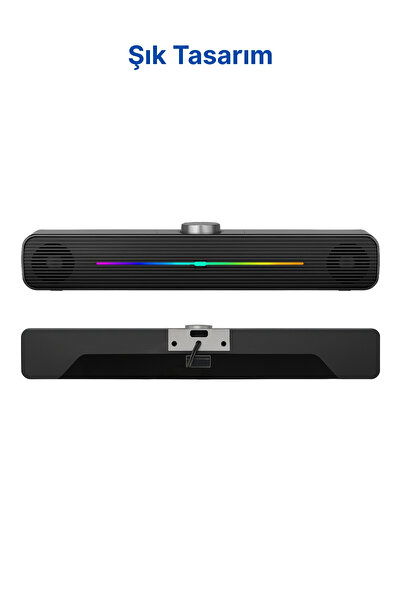 Techmaster E-3544 Telefon Bilgisayar Tablet Rgb Stereo Usb Hoparlör Soundbar