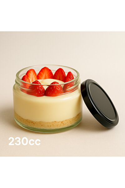 Massteelger 230cc Siyah Kapaklı Magnolya Kavanozu. Cam Kavanoz