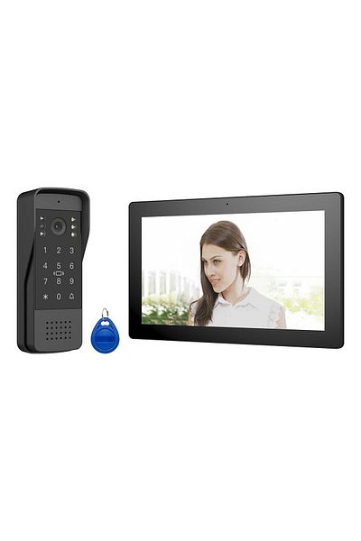 AREB Smart Video Doorphone Kit 10-inch Touchscreen WiFi Ethernet, Fingerprint PIN Access RFID Unlock
