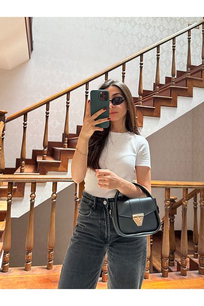 macharelbasic Geantă de mână și de umăr pentru femei Gold Lock