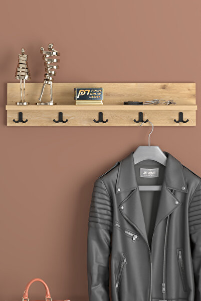 PDMPOİNT DOLAP MARKET Vega Duvar Askılığı - Portmanto - Safir Meşe