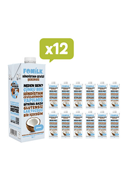 Fomilk Hindistan Cevizi Sütü Glutensiz Bitkisel Bazlı Laktozsuz Vegan Şekersi...