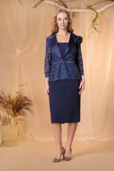 MAXXE 5961SDA KISA SATEN DANTEL CEKETLİ TAKIM ELBİSE