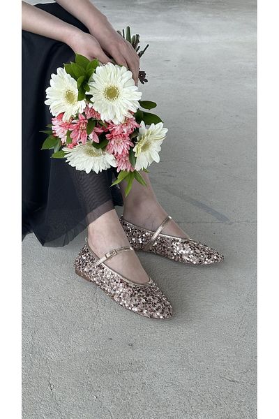 Letafia Rhoda Bronze Sequined Ballerinas