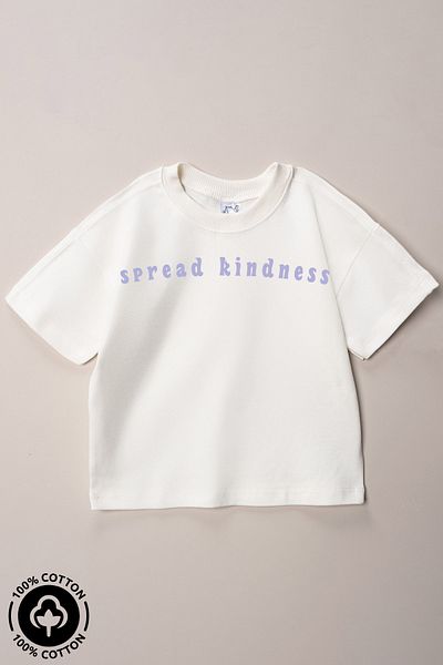 Miniel Girl's Crew Neck Good Vibes Only Printed 100% Cotton Oversize T-Shirt Baby-Child