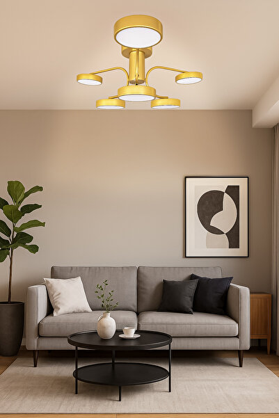 Fer Avize Zeyna 6lı Modern Tasarım 3 Renk Işık Veren Enerji Tasarruflu Led Avize Salon Giyinme Odası Mutfak