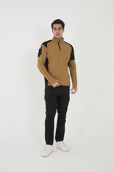 Camp Scoutland Тактически суитшърт Camp138 Outdoor Tactical, водоотблъскващ, за мъже, в цвят горчица и черен цвят
