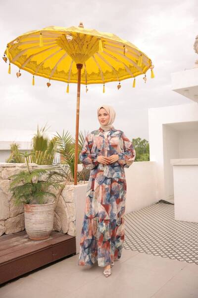 JESSE STORY Γυναικείο φόρεμα Hijab Modal Φόρεμα με υφασμάτινο σχέδιο